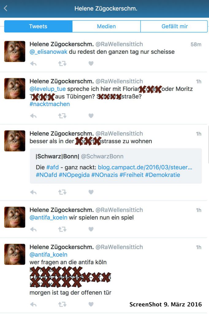 Ein Screenshot/Bildschrimfoto, in dem die sog. AfD Kritikern droht.