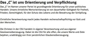 CSU-Programm: christlich ©CSU-Homepage