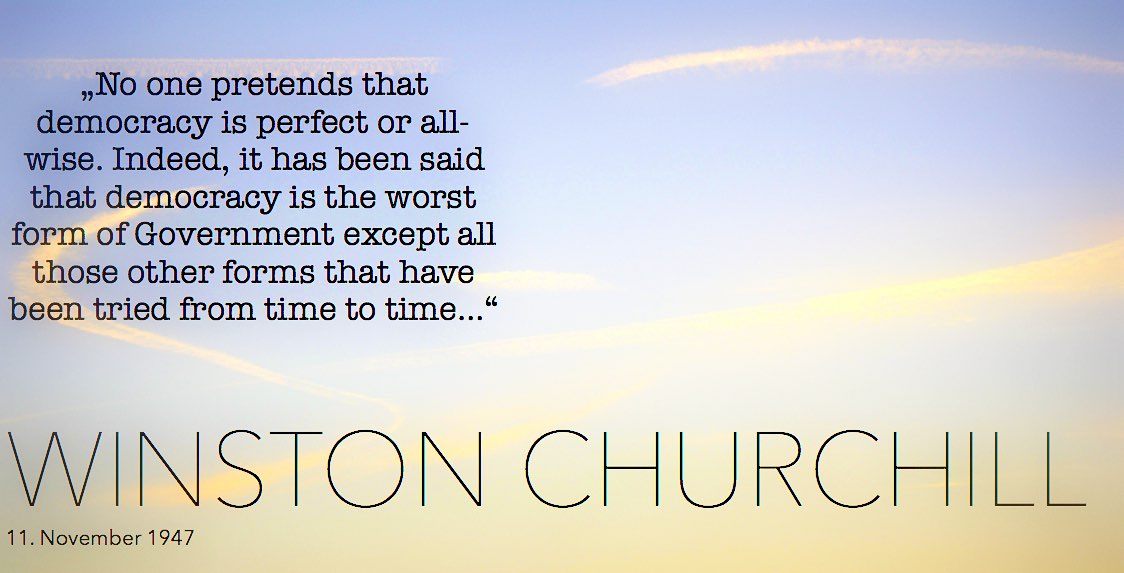 Was Churchill über die Demokratie sagte. Graphik: Tom Rübenach