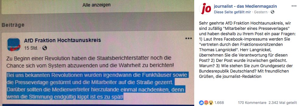 AfD-Drohungen gegen freie Medien| Quelle: Dt. Journalisten-Verband