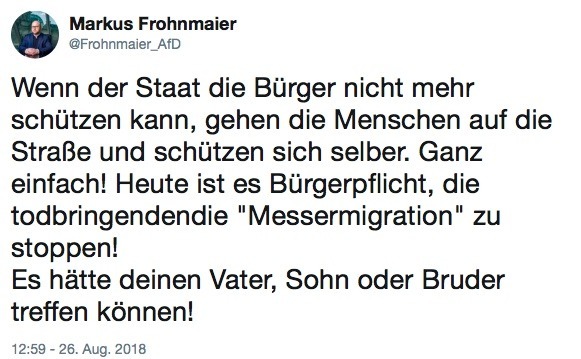 Ein AfD-Abgeordneter für Selbstjustiz | Screenshot Twitter