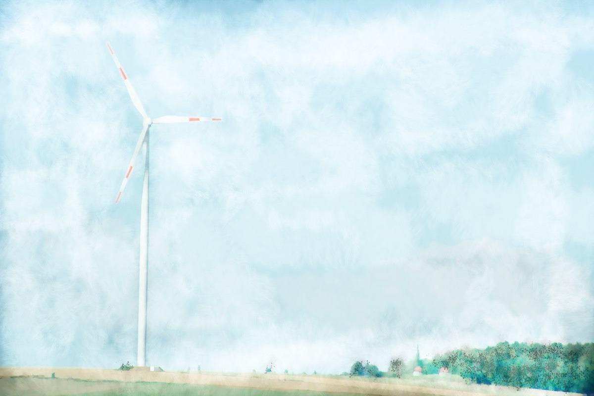 Windkraftrad auf einem Feld © Tom Rübenach