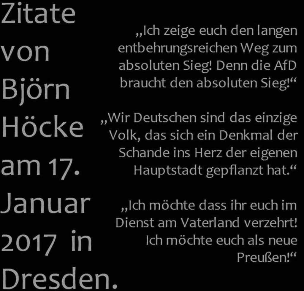 Zitate von Höcke, einem AfD-Führungskader.