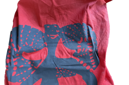 Die rote Stofftüte der Verlagsbuchhandlung Bouvier | © Tom Rübenach