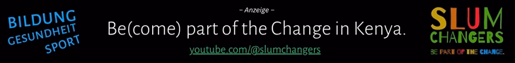 Anzeige für die "SlumChangers", die aus Deutschland im Slum Korogocho helfen.